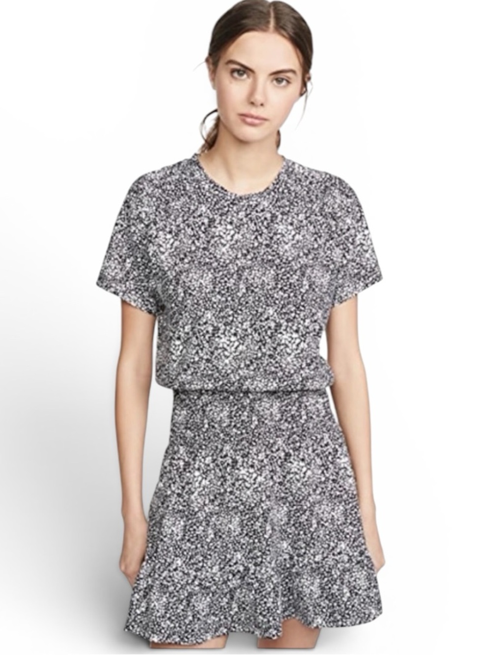 NWT Parker Burke Smocked Waist Ruffled Hem Dress In Midnight Jasmine